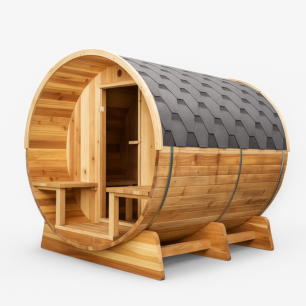 ArcTherm ShingleWrap Barrel Sauna